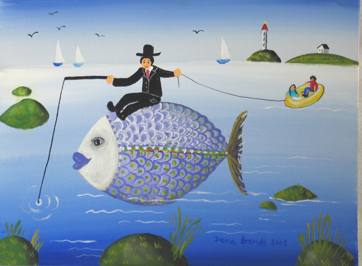 fish man with hat fisherman boat seaside
