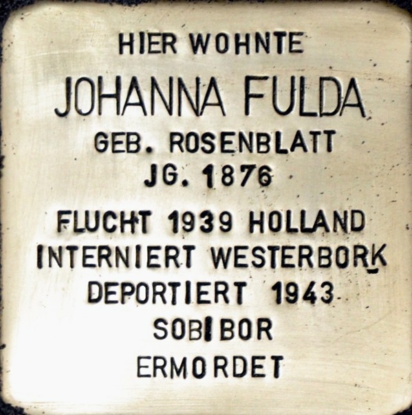 Stolperstein von: Johanna Fulda 