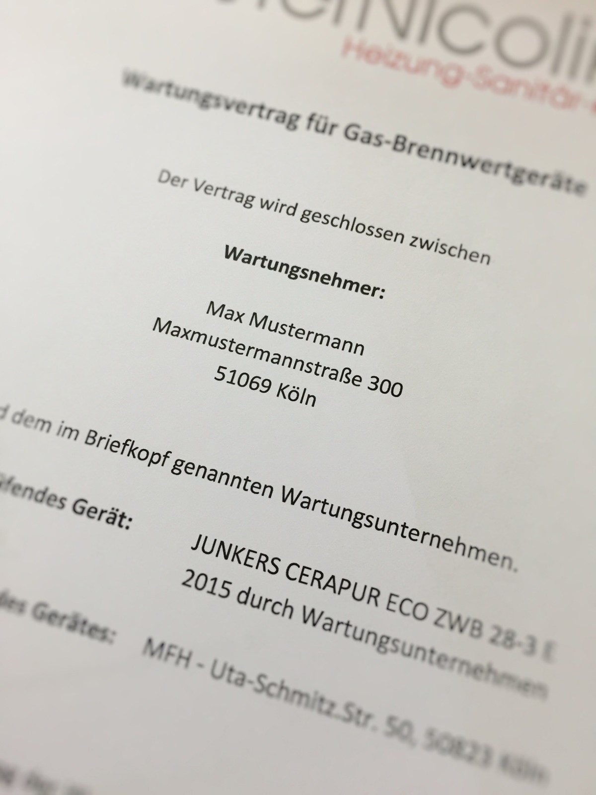 Wartungsvertrag