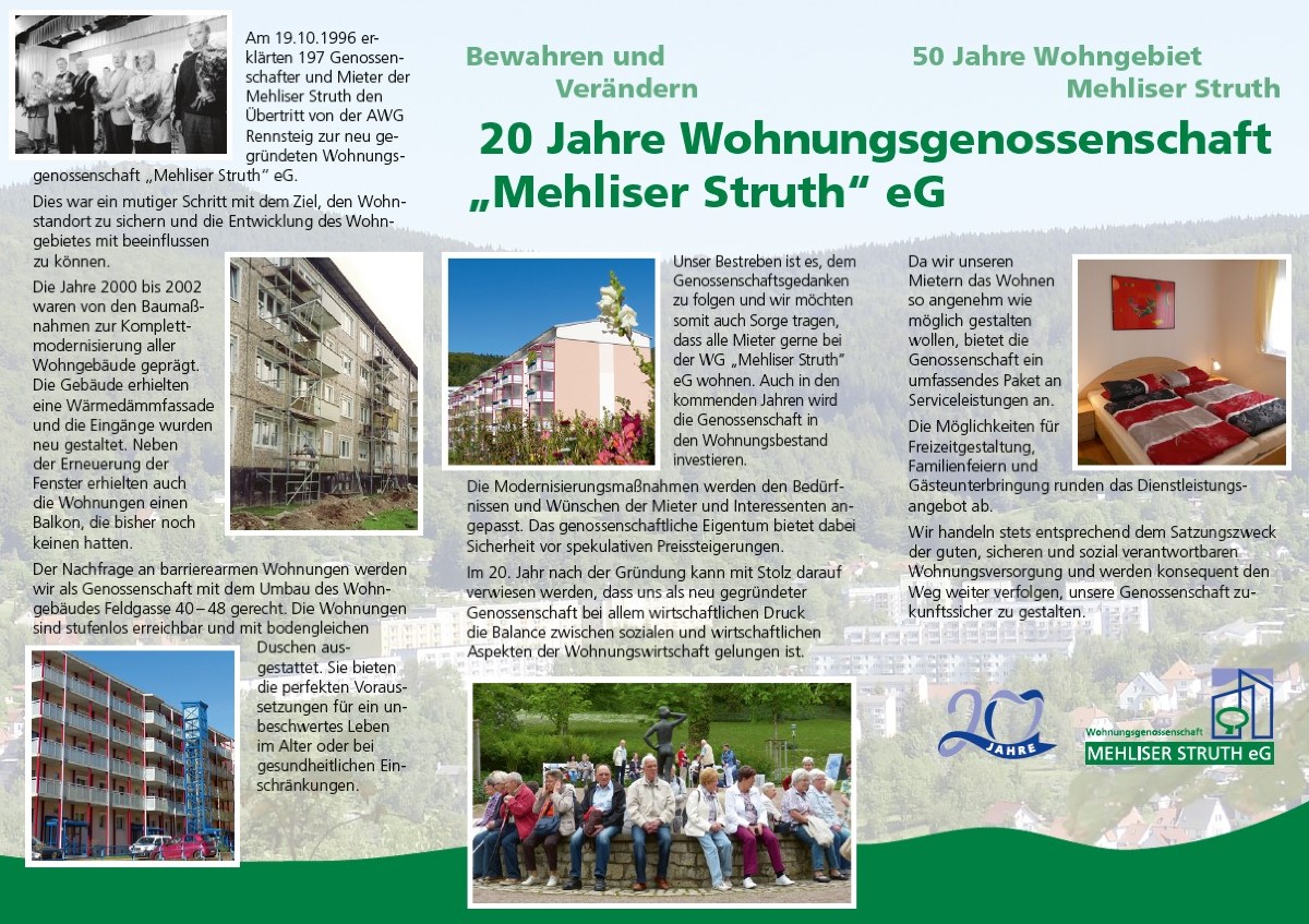 Flyer 20 Jahre WG "Mehliser Struth" eG, Innenseite