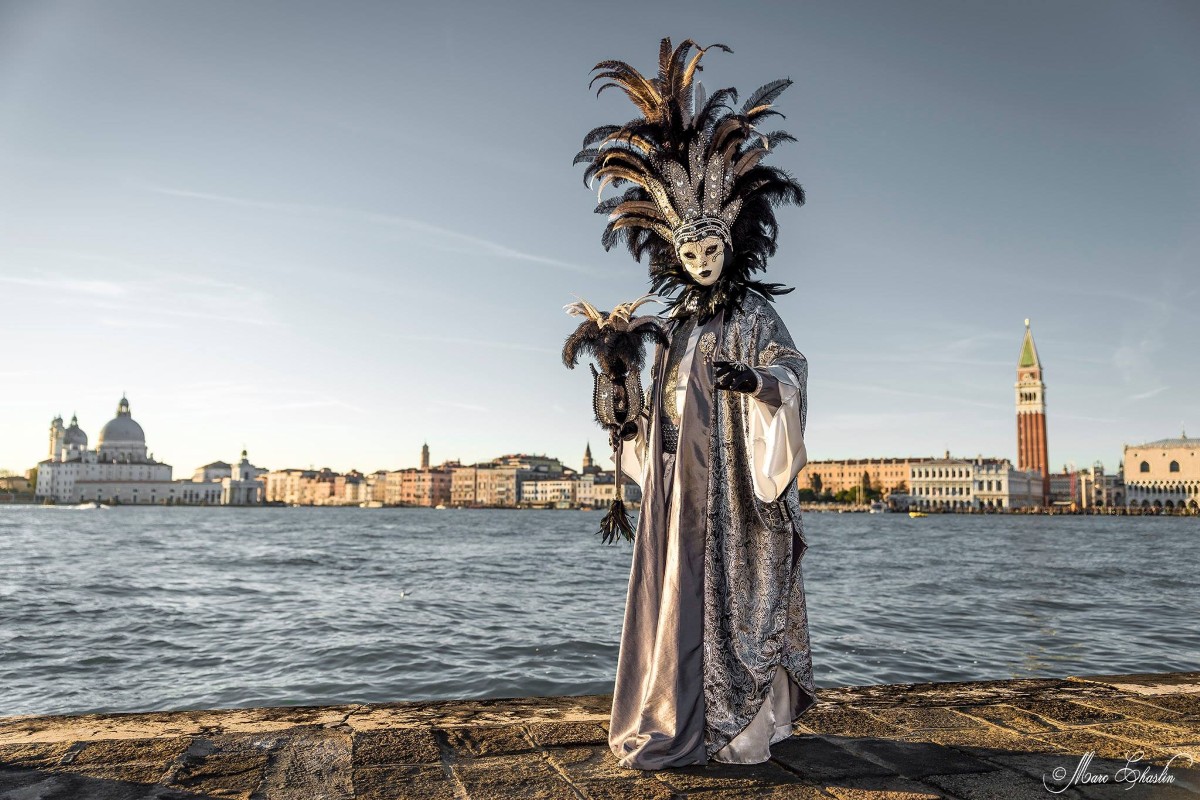 Karneval, Venedig, Kostüm, straußenfedern