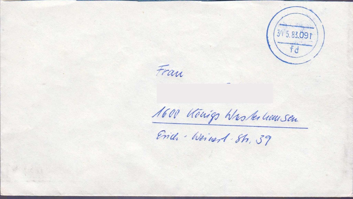 Feldpostbrief gestempelt 30.Mai 1983  fd
