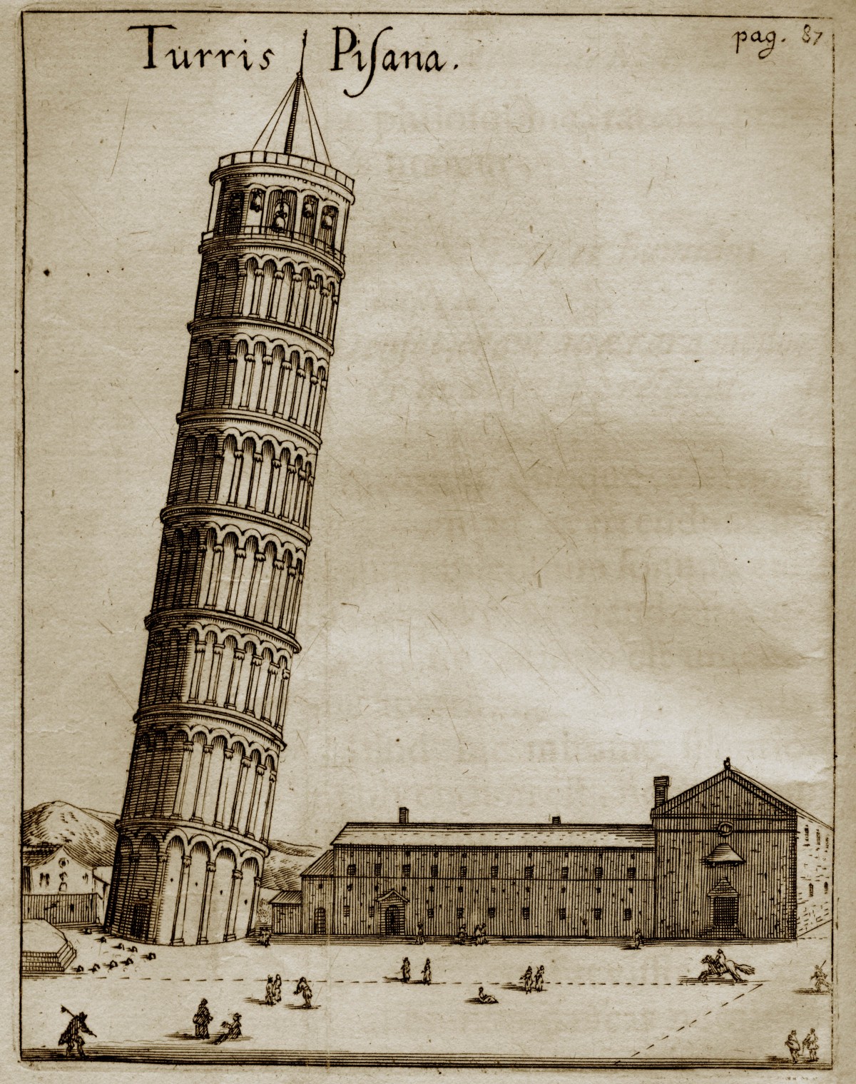 Der Schiefe Turm von Pisa, De Tintinnabulis, Hieronymi Anglarensis, Antwerpen, 1664, Privatbesitz