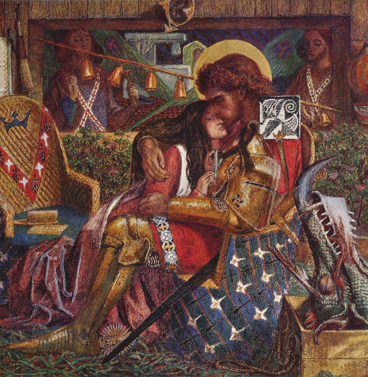 Von innerer Harmonie, Mensch und Glockenklang. Die Hochzeit des hl. Georg mit der Prinzessin Sabra. Dante Gabriel Rossetti, 1857, Tate Gallery, London