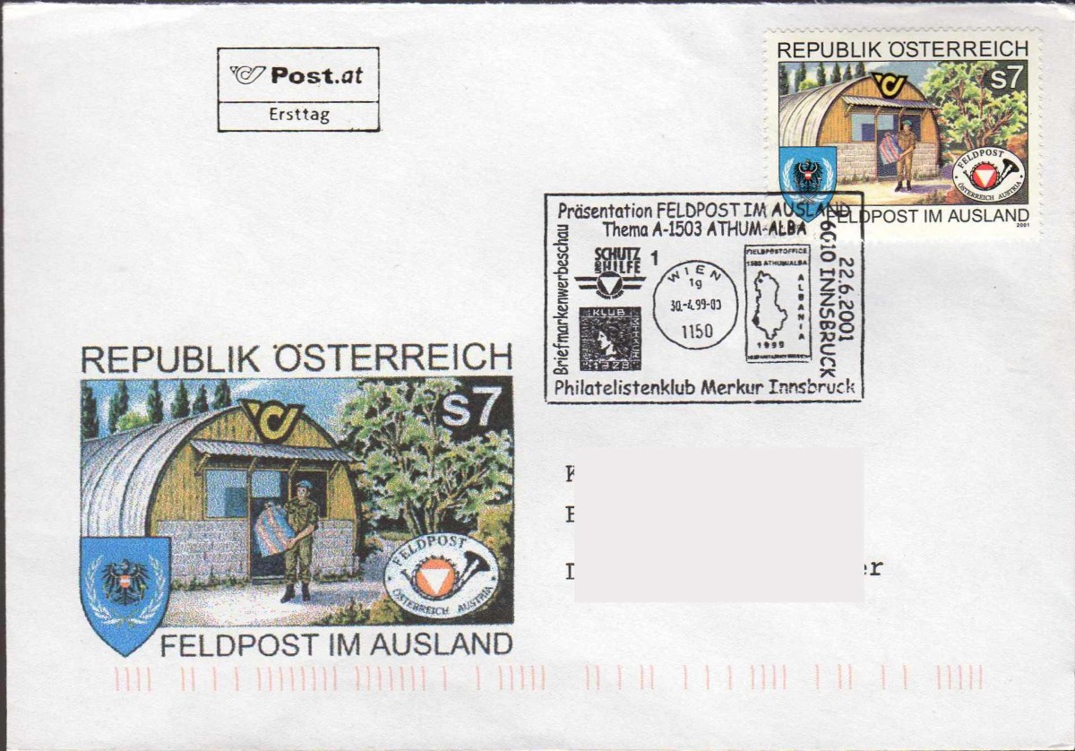 Präsentation der Sondermarke „ Feldpost im Ausland " 6010 Innsbruck 22.6.2001 UZ 1-2