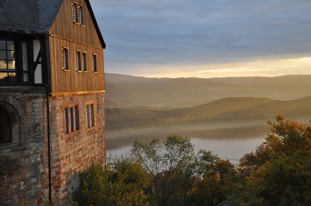 Schloss Waldeck bei Sonnenuntergang