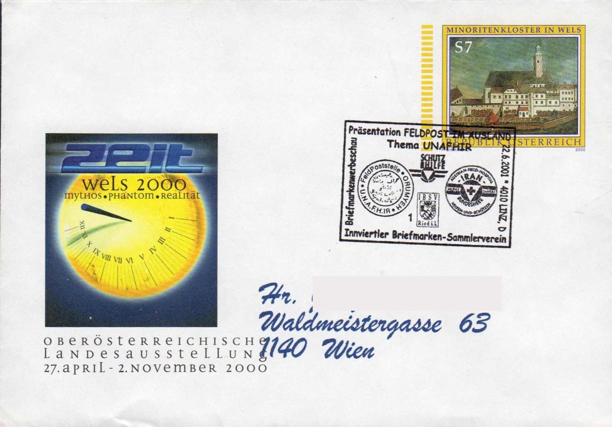 Präsentation der Sondermarke „Feldpost im Ausland " 4010 Linz 22.6.2001 UZ 1-6