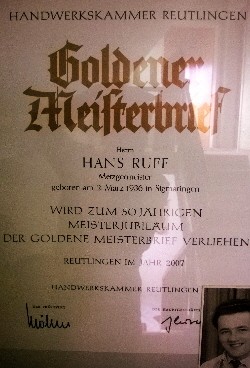 Meister Brief Hans Ruff