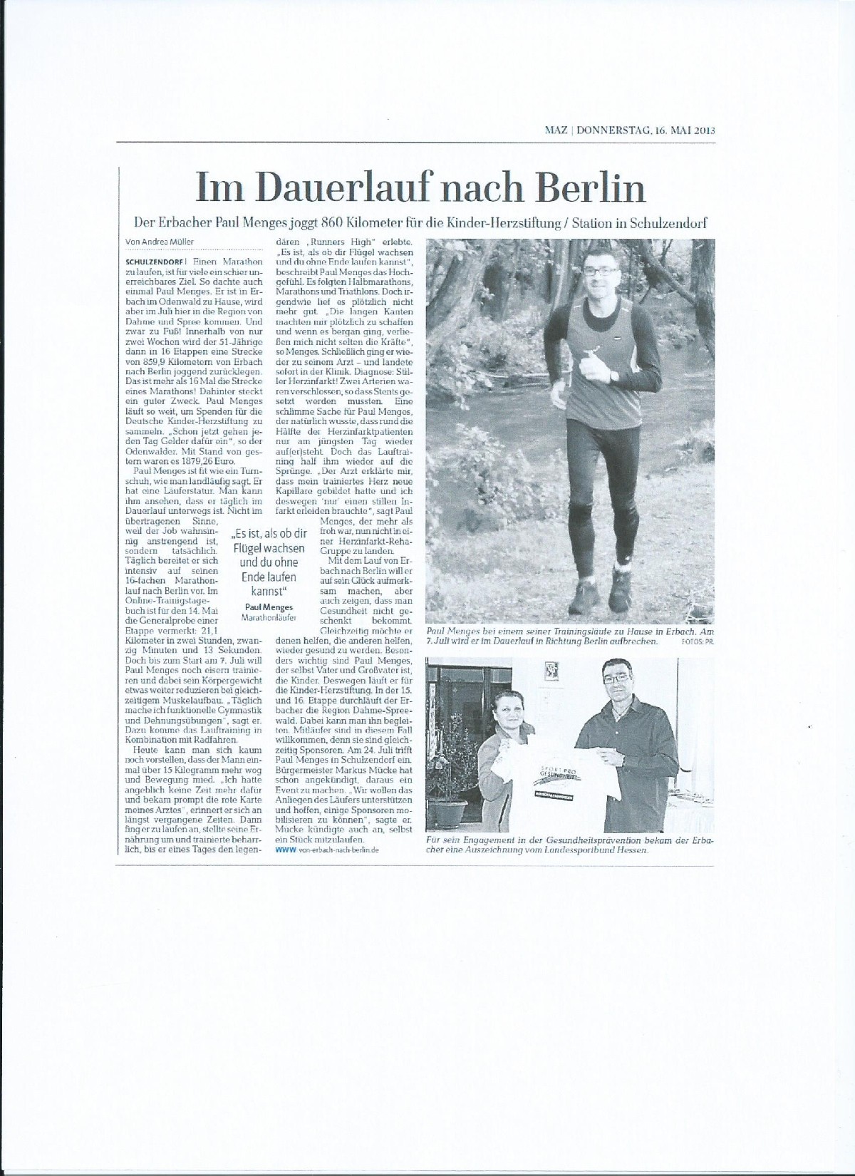 Märkische Allgemeine Zeitung Mai 2013