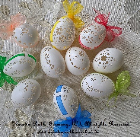 Straussenei, ostrich egg, carving, Kerstin Rath,