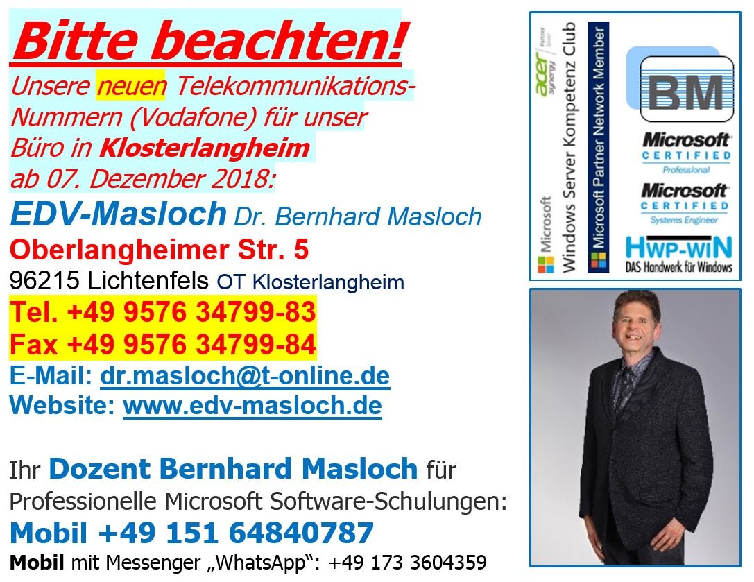 Ihr IT-Dozent Bernhard Masloch in Lichtenfels, NordBayern