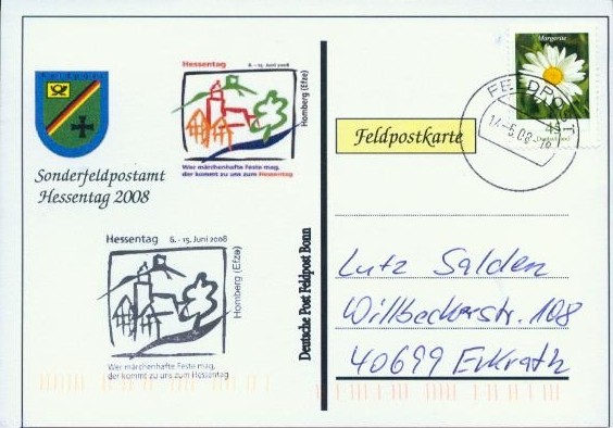Motiv: Hessentag 2008, Beschriftung "Deutsche Post Feldpost Bonn"