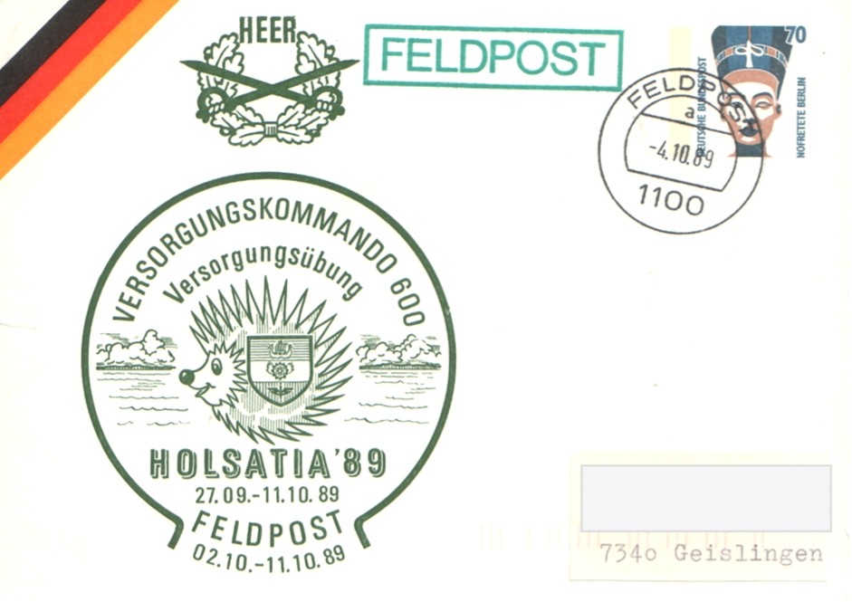 Brief mit eingedruckter Marke 70 Pf Novretete Berlin