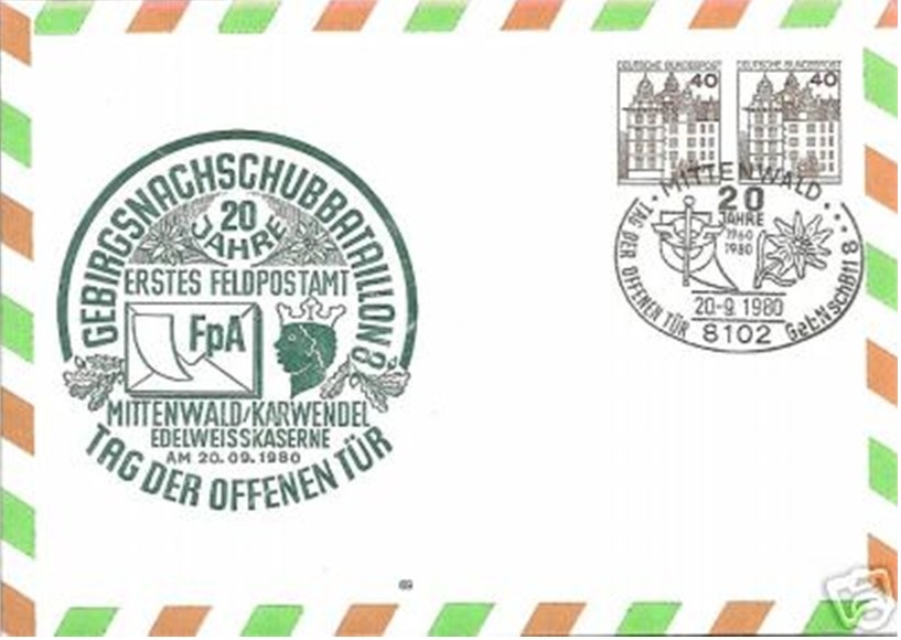 Gebirgsnachschubbataillon 8, erstes Feldpostamt, erstmalige Vorstellung der Mop-Feldpost für den Ernstfall, T.d.o.T. 20.09.1980