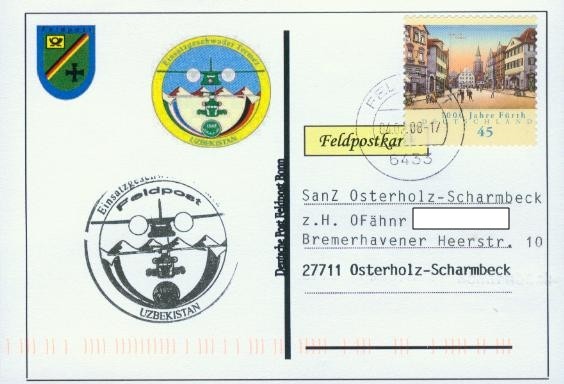 Motiv: Termez Logo, Beschriftung "Deutsche Post Feldpost Bonn"