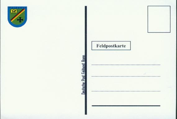 Motiv: Anschriftseite der Feldpostkarte 50 Jahre Heer, Beschriftung "Deut-sche Post Feldpost Bonn"