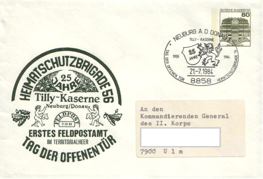 Heimatschutzbrigarde 56 1. FpA im Territorialheer, Vorstellung der Mop-Feldpost für den Ernstfall,  T.d.o.T. 21.Juli 1984